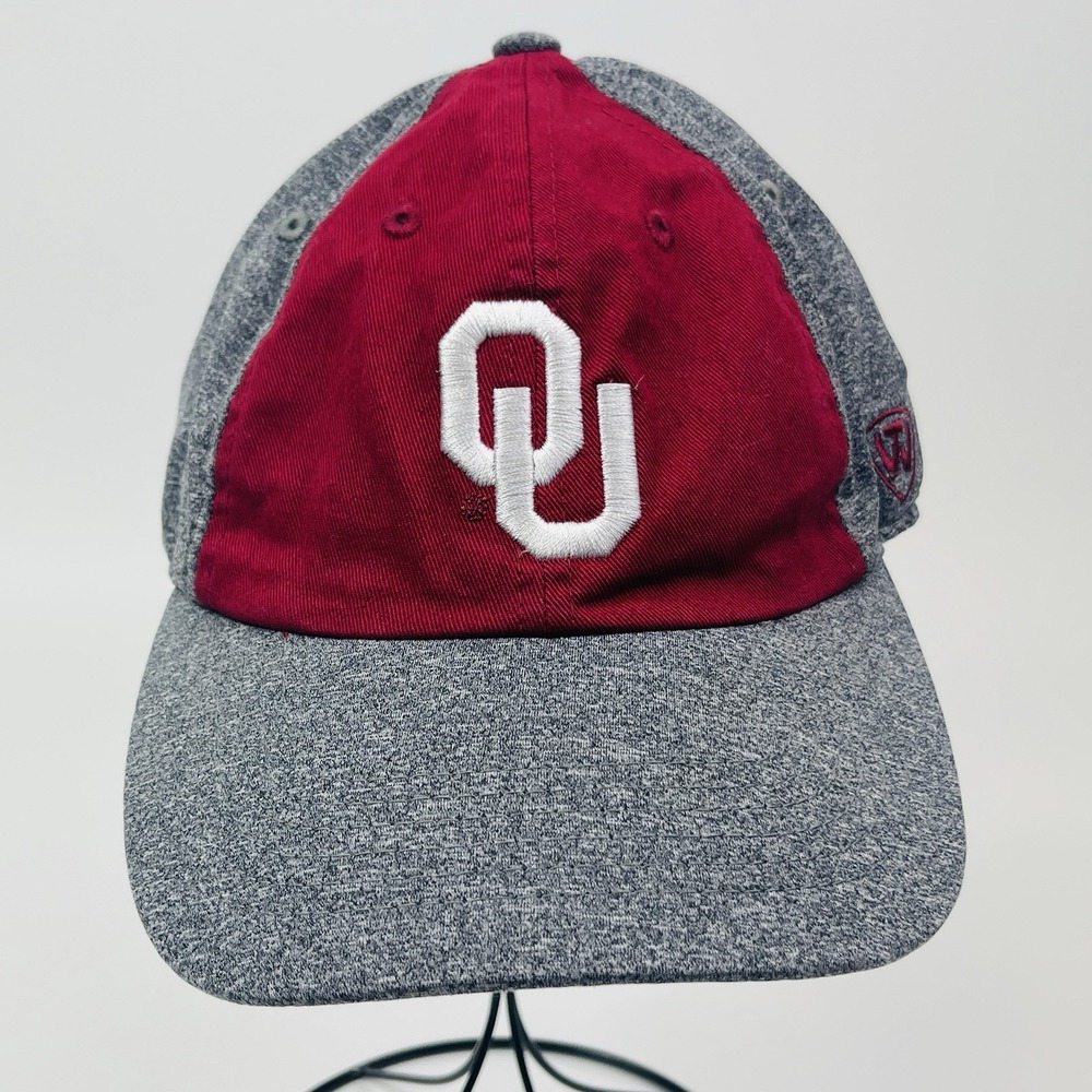 OU Sooners Gray with Red White Letters Womans Cut One Size Hat Cap OU Oklahoma